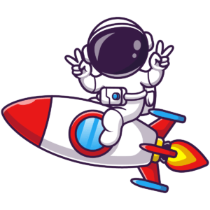 Astronaut-riding-rocket-with-peace-hand-cartoon free Download with hd