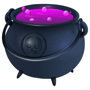 Witch's-cauldron-with-purple-potion PNG transparent background