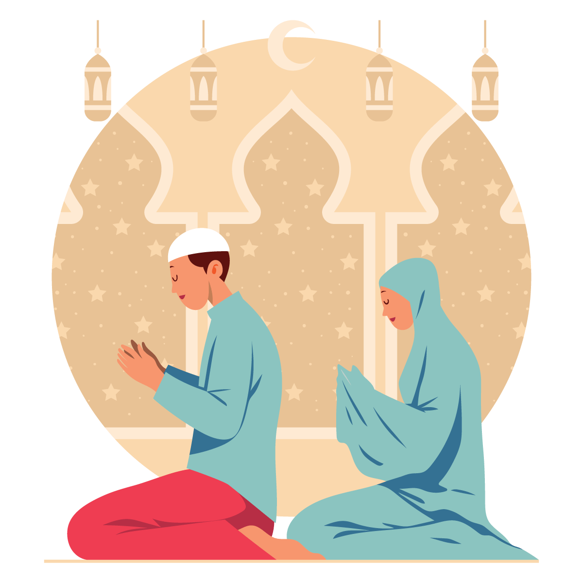 muslim couple praying png transparent